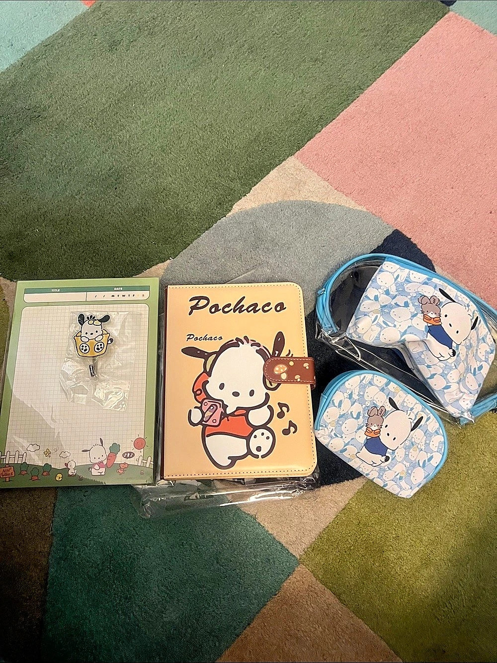 Pochacco Stationery Set Blue & Beige NWT